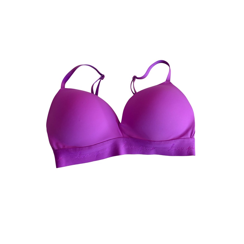 PINK Victoria's Secret Wear Everywhere Lightly Lined Bright Neon Purple Bra 34D